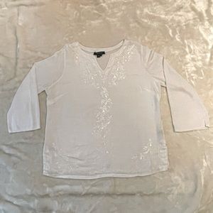 LAUREN Ralph Lauren Linen Embroidered Shirt. Women’s 2X Rich Cream Color